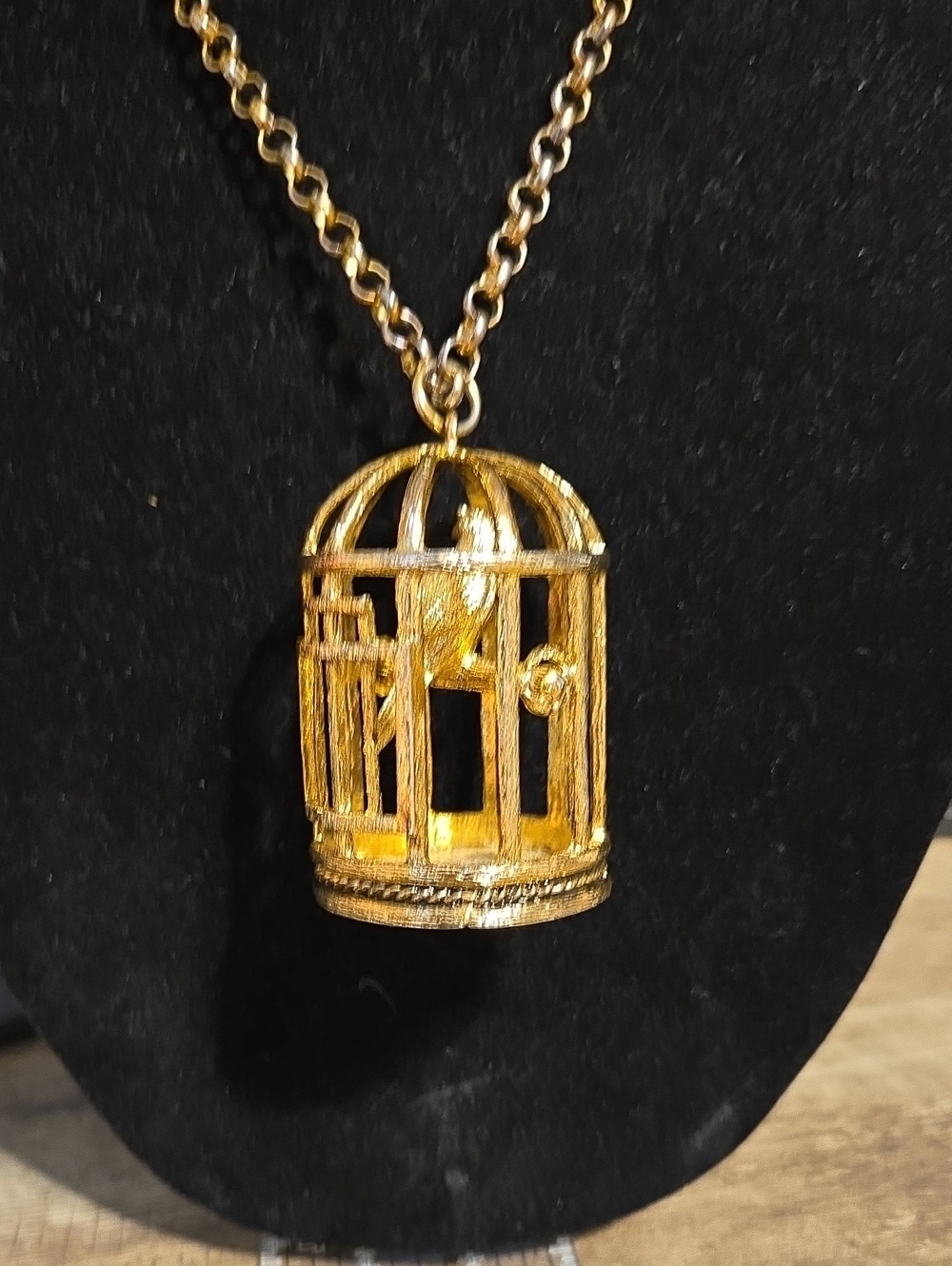 Rara Avis by Iris Apfel Vintage Goldtone Birdcage Pendant Statement Necklace